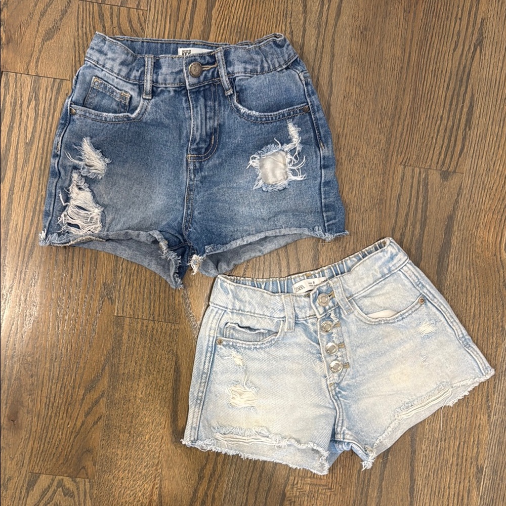 Zara / Cotton On Blue Denim Shorts Distressed High-Waisted